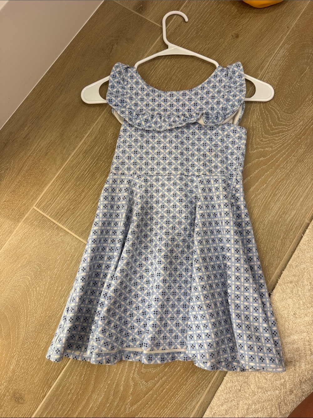 Janie and Jack Light Blue Patterned Ruffle-Collar Dress